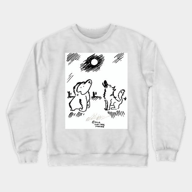 Ape and Wolf Howl at Moon Crewneck Sweatshirt by WalterMoore